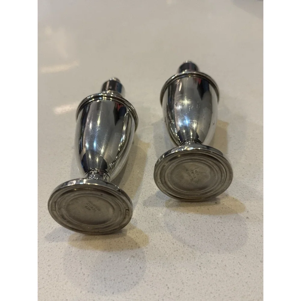 Vintage WEB Pewter Silver Weighted Salt & Pepper Shakers